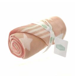 Ziggle Cotton Baby Blanket Pink Stars - Size: 75 cm x 100 cm - thumbnail 1