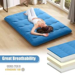 Kelvenix Floor Mattress Pad Futon Mattress 200x150x10cm in Blue - Size: King - thumbnail 5