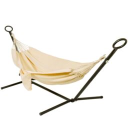 Primrose Ivory Outdoor Garden Double Hammock with Steel Stand & Carry Bag Included