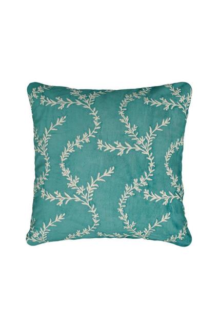 V&A 'Chikan' Cotton Velvet Cushion in Teal - Size: 45 cm x 45 cm - image 1