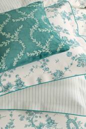 V&A 'Chikan' Cotton Velvet Cushion in Teal - Size: 45 cm x 45 cm - thumbnail 3