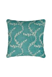 V&A 'Chikan' Cotton Velvet Cushion in Teal - Size: 45 cm x 45 cm