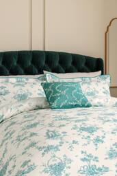 V&A 'Chikan' Cotton Velvet Cushion in Teal - Size: 45 cm x 45 cm - thumbnail 4
