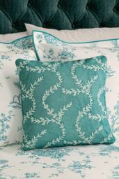 V&A 'Chikan' Cotton Velvet Cushion in Teal - Size: 45 cm x 45 cm - thumbnail 2