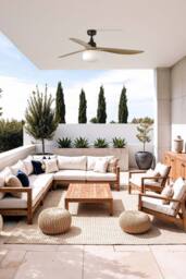 Netlighting Outwood Large 3 Blade Ceiling Fan Brown Oak Wood Light 1x E27 IP44 - thumbnail 2