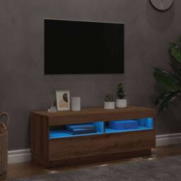 Berkfield Home TV Cabinet with LED Lights Artisian Oak 100x35x40 cm Engineered Wood - Size: 100 x 35 x 40 cm - thumbnail 1