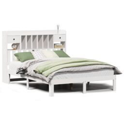 Berkfield Home Bookcase Bed without Mattress White 135x190cm Solid Wood Pine - Size: 135x190 cm - thumbnail 2