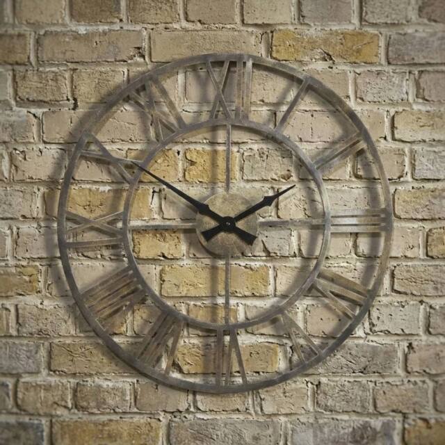 EONLION Large Wall Clock 50cm Metal Roman Numeral in Brown - Size: 100 cm - image 1