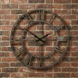 EONLION Large Wall Clock 50cm Metal Roman Numeral in Brown - Size: 100 cm - thumbnail 2