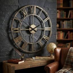 EONLION Large Wall Clock 50cm Metal Roman Numeral in Brown - Size: 100 cm - thumbnail 3