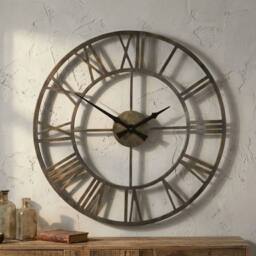 EONLION Large Wall Clock 50cm Metal Roman Numeral in Brown - Size: 100 cm - thumbnail 5