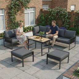 Direct Wicker 7-8 Seater Outdoor Garden Set with Height Adjustable Coffee Table in Dark Grey - Size: 1 Pack - thumbnail 7
