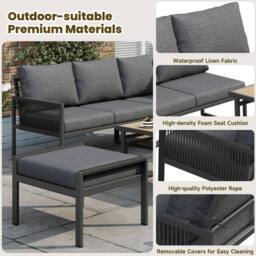 Direct Wicker 7-8 Seater Outdoor Garden Set with Height Adjustable Coffee Table in Dark Grey - Size: 1 Pack - thumbnail 3