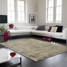 The Rug Shop UK Grey Handmade Plain Viscose Luxurious Easy To Clean Cotton Backing Rug - Size: 160 cm x 230 cm - thumbnail 1