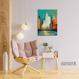 "Artery8 Broadway New York Abstract Cityscape Canvas Wall Art Print - Size: W18"" x H24""" - thumbnail 3