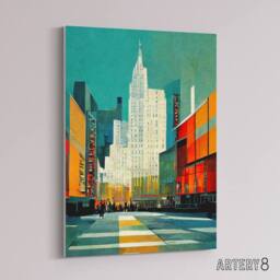 "Artery8 Broadway New York Abstract Cityscape Canvas Wall Art Print - Size: W18"" x H24""" - thumbnail 2