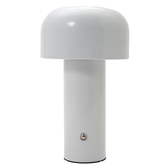 Happy Homewares Modern Gloss Mushroom Style Rechargeable LED Touch Dimmable Table Lamp in White - image 1