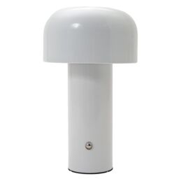Happy Homewares Modern Gloss Mushroom Style Rechargeable LED Touch Dimmable Table Lamp in White - thumbnail 1