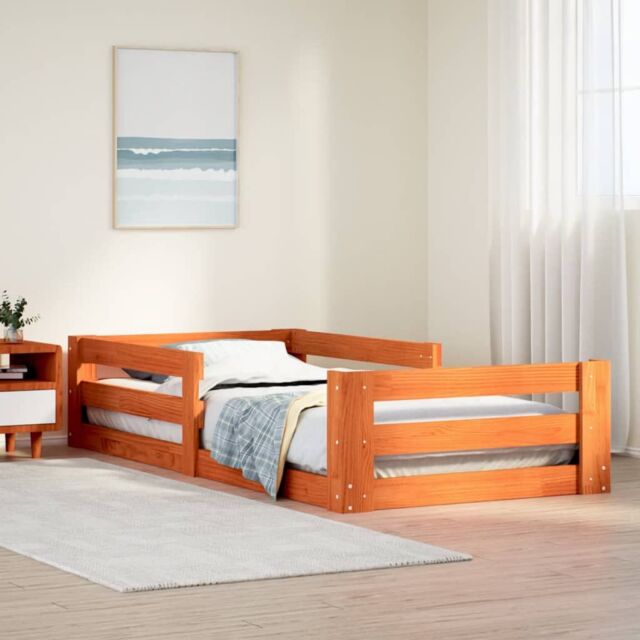 Berkfield Home Bed Frame without Mattress Wax Brown 75x190 cm Small Single Solid Wood Pine - image 1