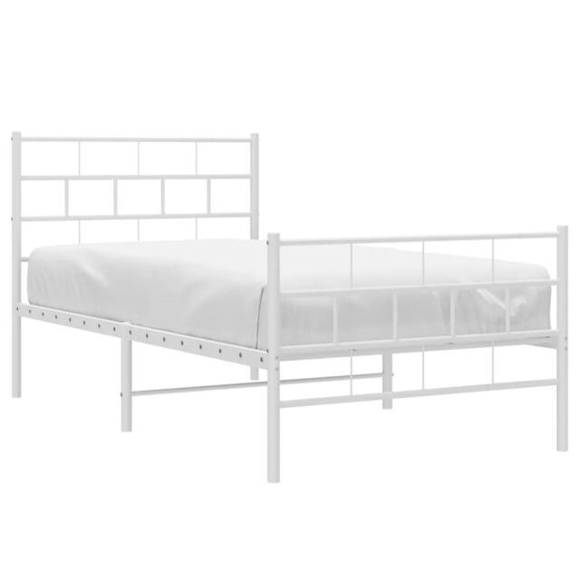 Berkfield Home Metal Bed Frame with Headboard & Footboard White 107x203 cm - image 1
