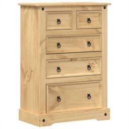 Berkfield Home Chest of Drawers Corona 80x43x114 cm Solid Wood Pine in Light Brown - Size: 80 x 43 x 114 cm - thumbnail 1