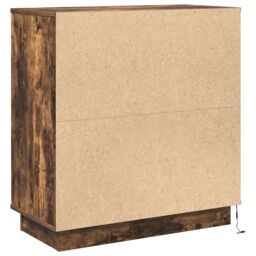 Berkfield Home Bedside Cabinet with LED Smoked Oak 71x34.5x75 cm Engineered Wood in Brown - thumbnail 6