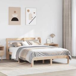 Berkfield Home Bed Frame with Headboard without Mattress 160x200 cm in Light Brown - thumbnail 2