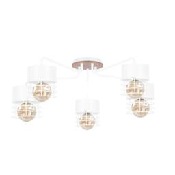 Netlighting Casa Multi Arm Semi Flush Ceiling Light White Wood 70cm 5x E27