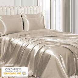 Grace Satin Silk Pillow Cases Pack of 4 Super Soft Smooth Pillow Covers in Taupe - Size: Standard Pillow Case - thumbnail 3