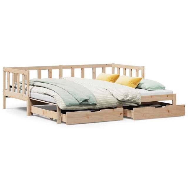 Berkfield Home Daybed with Trundle & Drawers without Mattress 90x200 cm in Light Brown - image 1