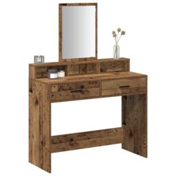 Berkfield Home Dressing Table with Drawers¬†Old Wood 100x41x140 cm in Brown - Size: 100 x 41 x 140 cm - thumbnail 3