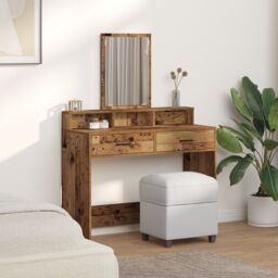 Berkfield Home Dressing Table with Drawers¬†Old Wood 100x41x140 cm in Brown - Size: 100 x 41 x 140 cm - thumbnail 4