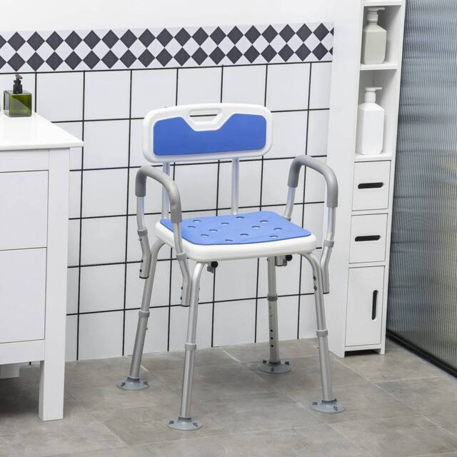 EONLION Padded Shower Stool with Arms & Back in Blue - image 1