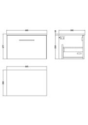 Balterley Level 600mm Wall Hung 1 Drawer Vanity Unit with Worktop - Bleached Oak in Brown - thumbnail 5
