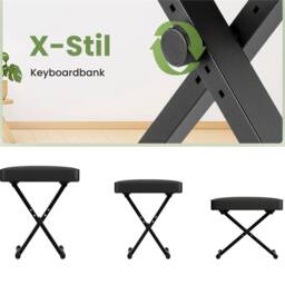 Nordara Piano Keyboard Stool Black Padded Seat Cushion Adjustable Height - Size: 0.5m x 1m - thumbnail 6