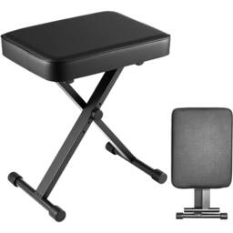 Nordara Piano Keyboard Stool Black Padded Seat Cushion Adjustable Height - Size: 0.5m x 1m - thumbnail 3