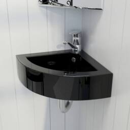 Berkfield Home Wash Basin with Overflow 45x32x12.5 cm Black - thumbnail 2