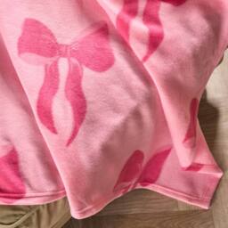 OHS Bows Polar Fleece Soft Warm Throw Blanket in Pink - Size: 120 cm x 150 cm - thumbnail 2