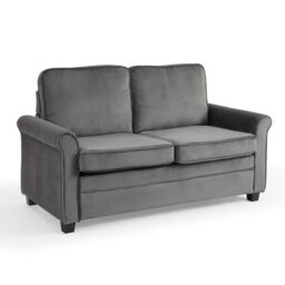 Home Detail Nathan 2 Seater Fabric Pull Out Sofa Bed With Mattress, Grey Velvet in Dark Grey - thumbnail 2