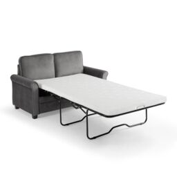 Home Detail Nathan 2 Seater Fabric Pull Out Sofa Bed With Mattress, Grey Velvet in Dark Grey - thumbnail 5