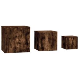 Berkfield Home Side Tables 3 pcs Smoked Oak Engineered Wood in Brown - thumbnail 3
