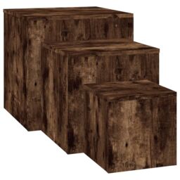 Berkfield Home Side Tables 3 pcs Smoked Oak Engineered Wood in Brown - thumbnail 2
