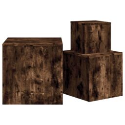 Berkfield Home Side Tables 3 pcs Smoked Oak Engineered Wood in Brown - thumbnail 5