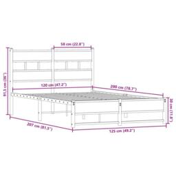 Berkfield Home Metal Bed Frame without Mattress Smoked Oak 120x200 cm in Brown - Size: Small Double - thumbnail 9
