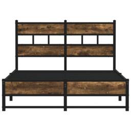 Berkfield Home Metal Bed Frame without Mattress Smoked Oak 120x200 cm in Brown - Size: Small Double - thumbnail 4