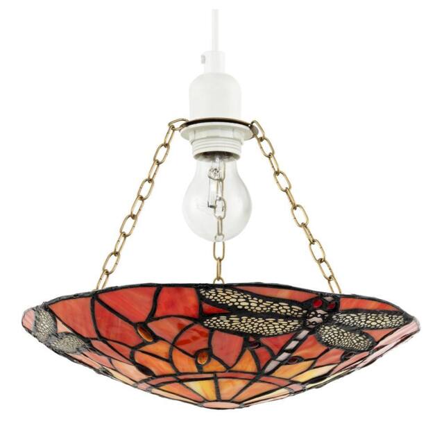 Happy Homewares Traditional Dragonfly Tiffany Glass Easy Fit Pendant Light Shade in Orange - image 1