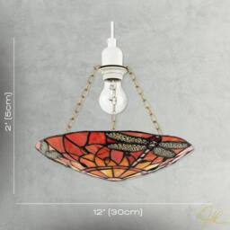 Happy Homewares Traditional Dragonfly Tiffany Glass Easy Fit Pendant Light Shade in Orange - thumbnail 7