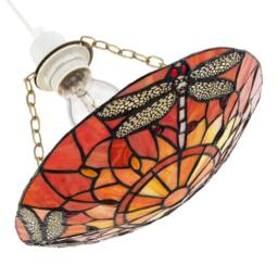 Happy Homewares Traditional Dragonfly Tiffany Glass Easy Fit Pendant Light Shade in Orange - thumbnail 4