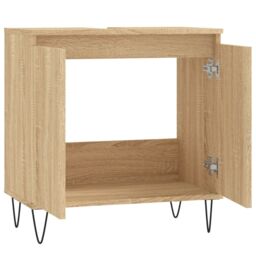 Berkfield Home Bathroom Cabinet Sonoma Oak 58x33x60 cm Engineered Wood in Brown - Size: 58 x 33 x 60 cm - thumbnail 5