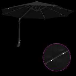 Berkfield Home Traditional Wall-mounted Garden Parasol with LEDs Black 248 cm - thumbnail 9
